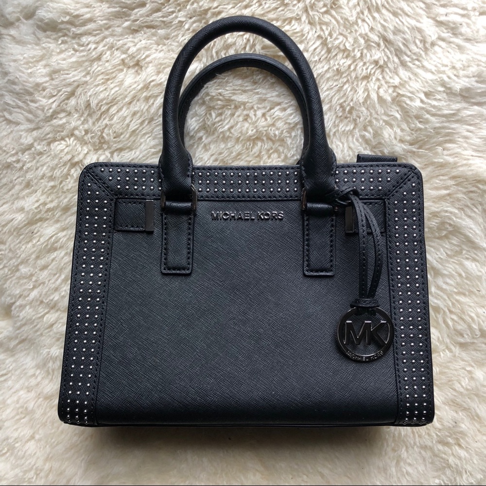 NWT Micheal Kors studded satchel in black